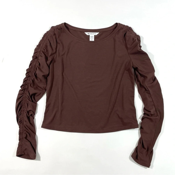 Athleta All Around Ruched Top Long Sleeve Brown - Picture 3 of 9